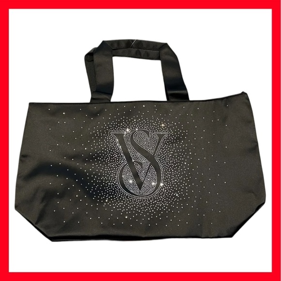 Victoria’s Secret Shine Zipper Tote Bag Holiday 2024 Bling Diamante Graphic - Picture 2 of 7